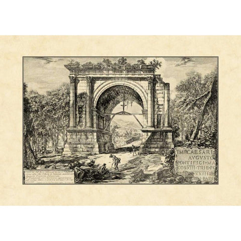 Vintage Roman Ruins II Gold Ornate Wood Framed Art Print with Double Matting by Piranesi, Giovanni