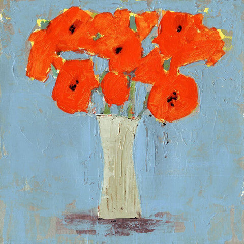 Orange Poppy Impression II White Modern Wood Framed Art Print with Double Matting by Borges, Victoria