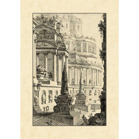 Vintage Roman Ruins III Black Modern Wood Framed Art Print with Double Matting by Piranesi, Giovanni