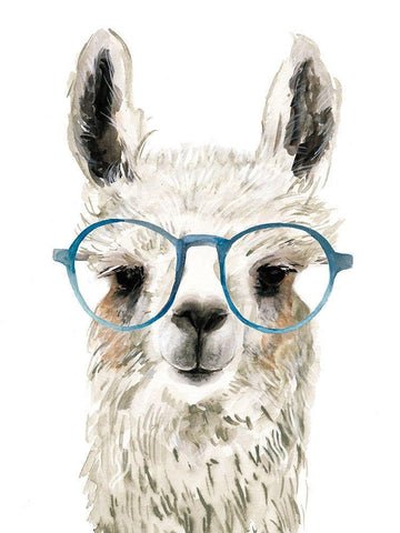 Hip Llama II White Modern Wood Framed Art Print with Double Matting by Borges, Victoria