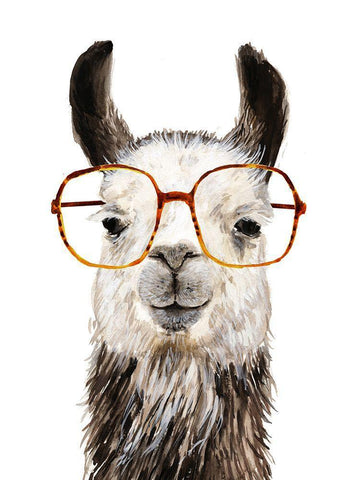 Hip Llama III White Modern Wood Framed Art Print with Double Matting by Borges, Victoria