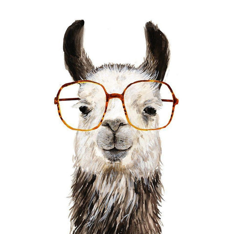 Hip Llama III White Modern Wood Framed Art Print by Borges, Victoria