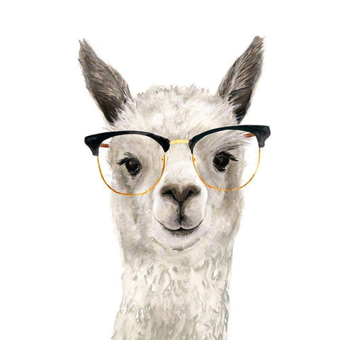 Hip Llama IV White Modern Wood Framed Art Print by Borges, Victoria