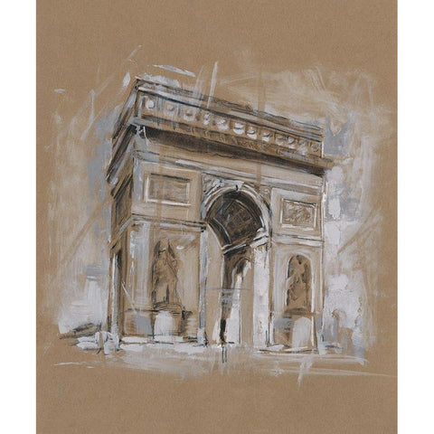 Brushwork Architecture Study I Black Modern Wood Framed Art Print with Double Matting by Harper, Ethan