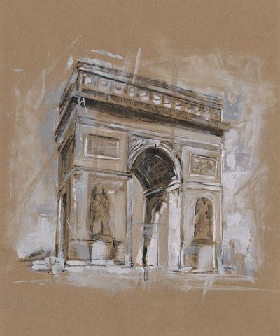 Brushwork Architecture Study I Black Ornate Wood Framed Art Print with Double Matting by Harper, Ethan