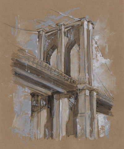 Brushwork Architecture Study III Black Ornate Wood Framed Art Print with Double Matting by Harper, Ethan