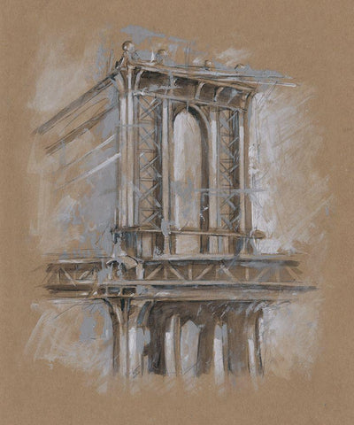 Brushwork Architecture Study IV Black Ornate Wood Framed Art Print with Double Matting by Harper, Ethan