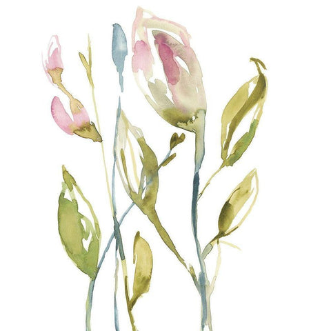 Blooming Stems II White Modern Wood Framed Art Print by Goldberger, Jennifer