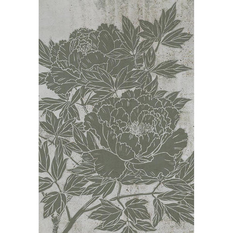 Blooming Peony I Black Modern Wood Framed Art Print with Double Matting by Wang, Melissa