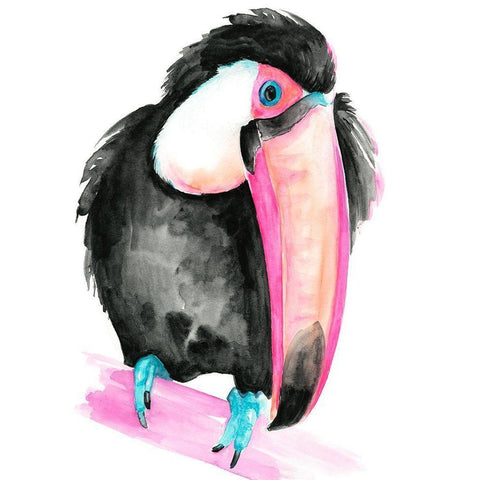 Technicolor Toucan I White Modern Wood Framed Art Print by Parker, Jennifer Paxton