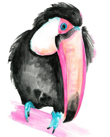 Technicolor Toucan I Black Ornate Wood Framed Art Print with Double Matting by Parker, Jennifer Paxton