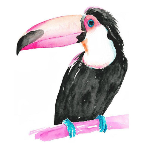 Technicolor Toucan II White Modern Wood Framed Art Print by Parker, Jennifer Paxton