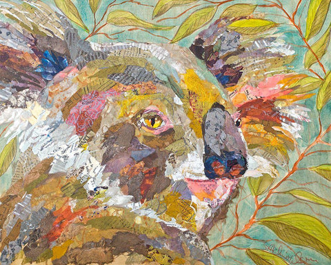 Koala Collage I White Modern Wood Framed Art Print with Double Matting by St. Hilaire, Elizabeth