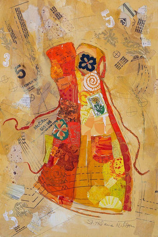 Dress Whimsy II White Modern Wood Framed Art Print with Double Matting by St. Hilaire, Elizabeth