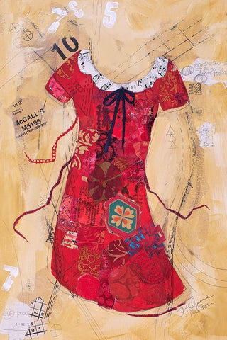 Dress Whimsy V White Modern Wood Framed Art Print with Double Matting by St. Hilaire, Elizabeth