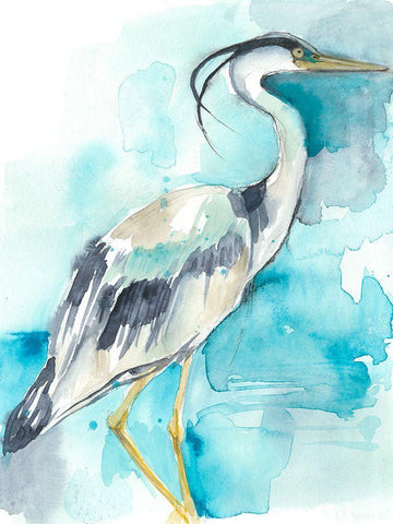 Heron Splash I Black Ornate Wood Framed Art Print with Double Matting by Goldberger, Jennifer