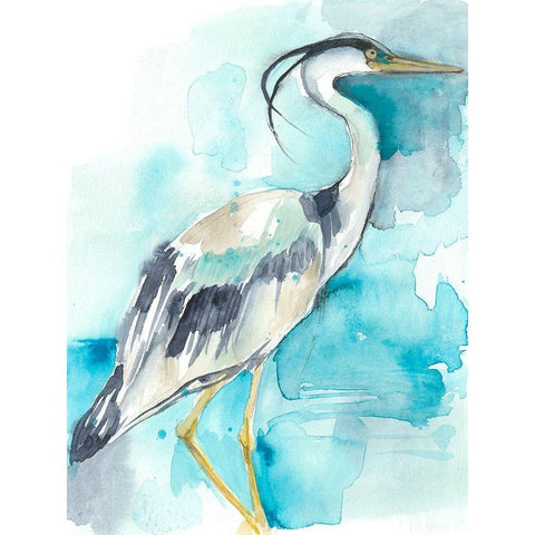 Heron Splash I Black Modern Wood Framed Art Print with Double Matting by Goldberger, Jennifer