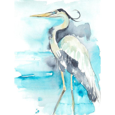 Heron Splash II White Modern Wood Framed Art Print by Goldberger, Jennifer