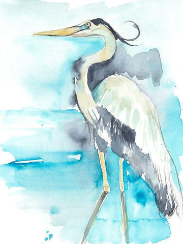 Heron Splash II Black Ornate Wood Framed Art Print with Double Matting by Goldberger, Jennifer