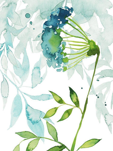 Flower and Leaf Layers I White Modern Wood Framed Art Print with Double Matting by Popp, Grace
