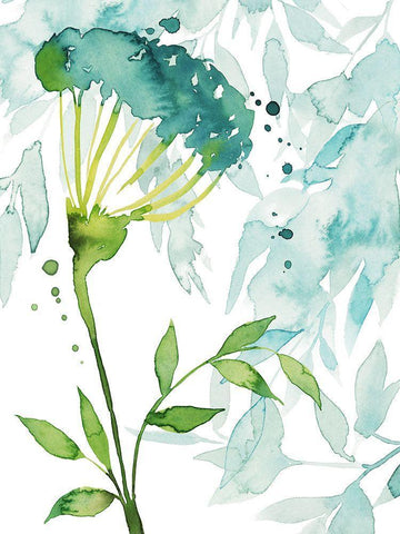 Flower and Leaf Layers II White Modern Wood Framed Art Print with Double Matting by Popp, Grace
