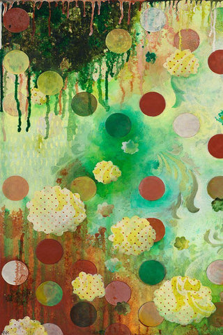 Floating Jade Garden I White Modern Wood Framed Art Print with Double Matting by Robinson, Heather