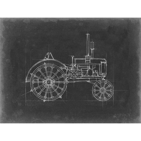 Tractor Blueprint II Black Modern Wood Framed Art Print with Double Matting by Harper, Ethan