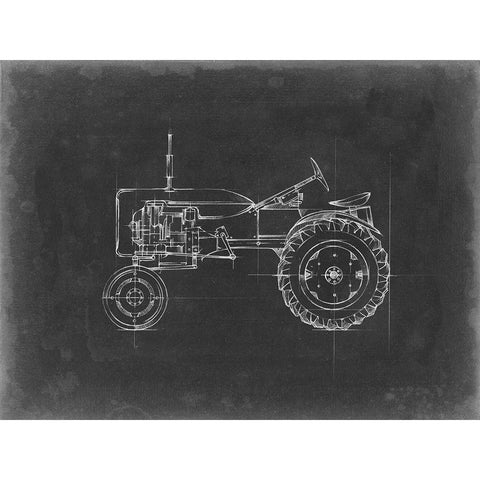 Tractor Blueprint III White Modern Wood Framed Art Print by Harper, Ethan