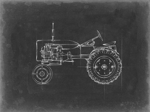 Tractor Blueprint III Black Ornate Wood Framed Art Print with Double Matting by Harper, Ethan