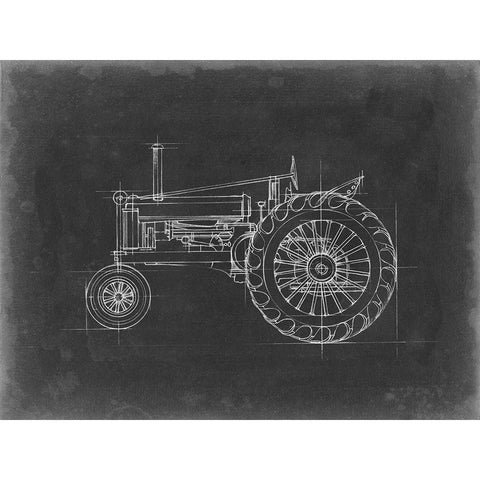 Tractor Blueprint IV Black Modern Wood Framed Art Print with Double Matting by Harper, Ethan