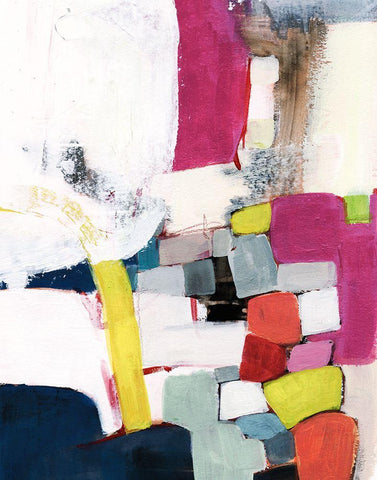 Bevy II White Modern Wood Framed Art Print with Double Matting by Borges, Victoria