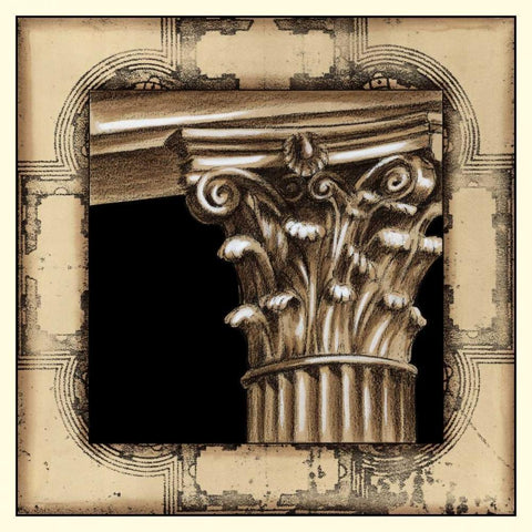 Architectural Schema II Black Ornate Wood Framed Art Print with Double Matting by Harper, Ethan