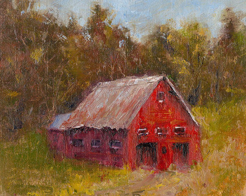 Back Road Barn II White Modern Wood Framed Art Print with Double Matting by Wendling, Marilyn