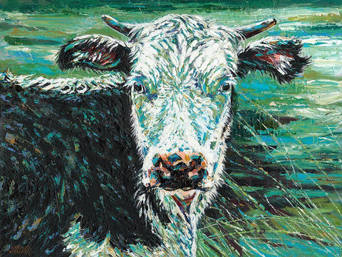 Marshland Cow I Black Ornate Wood Framed Art Print with Double Matting by Vitaletti, Carolee