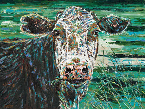 Marshland Cow II Black Ornate Wood Framed Art Print with Double Matting by Vitaletti, Carolee