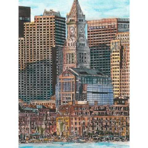 US Cityscape-Boston White Modern Wood Framed Art Print by Wang, Melissa