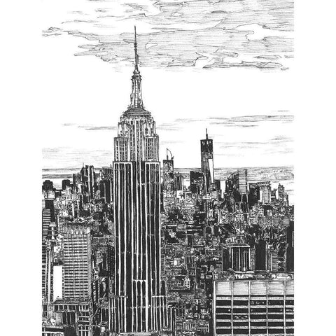 BandW Us Cityscape-NYC Black Modern Wood Framed Art Print with Double Matting by Wang, Melissa