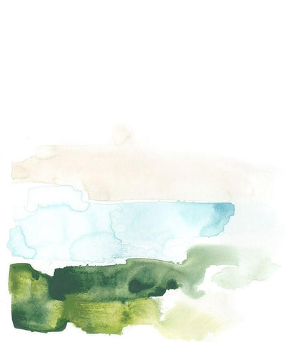 Liquid Valley I White Modern Wood Framed Art Print with Double Matting by Vess, June Erica