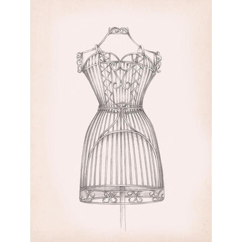 Antique Dress Form I White Modern Wood Framed Art Print by Harper, Ethan