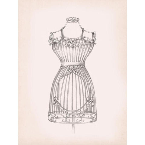 Antique Dress Form II White Modern Wood Framed Art Print by Harper, Ethan