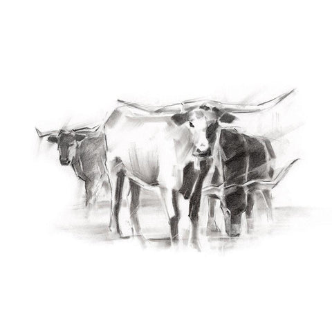 Contemporary Cattle II White Modern Wood Framed Art Print by Harper, Ethan