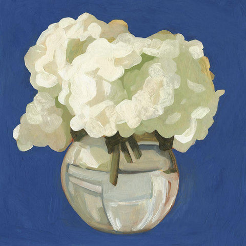 White Hydrangeas I White Modern Wood Framed Art Print with Double Matting by Scarvey, Emma