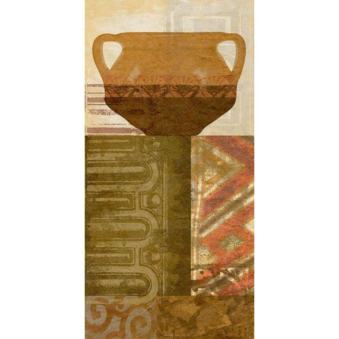 Ethnic Pot IV Gold Ornate Wood Framed Art Print with Double Matting by Saunders, Alonzo