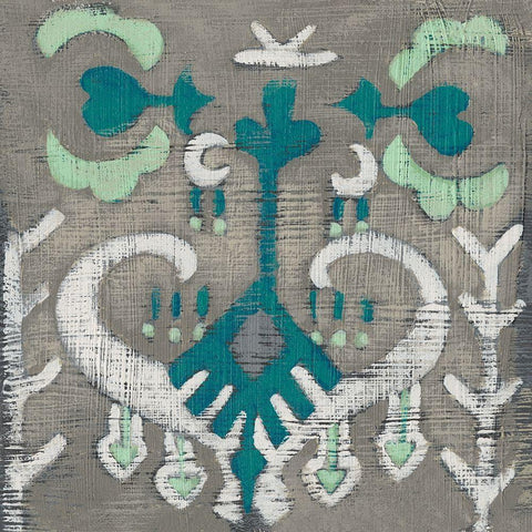 Teal Tapestry I Black Modern Wood Framed Art Print by Zarris, Chariklia