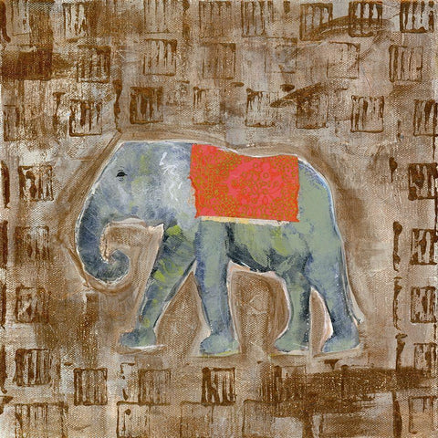 Global Elephant I Gold Ornate Wood Framed Art Print with Double Matting by Daavettila, Tara