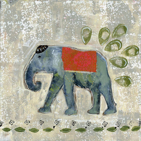 Global Elephant IV White Modern Wood Framed Art Print with Double Matting by Daavettila, Tara
