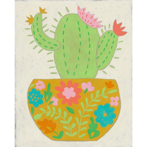 Happy Cactus II Gold Ornate Wood Framed Art Print with Double Matting by Zarris, Chariklia