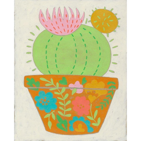 Happy Cactus III White Modern Wood Framed Art Print by Zarris, Chariklia