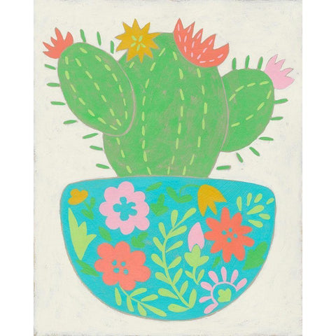 Happy Cactus IV White Modern Wood Framed Art Print by Zarris, Chariklia