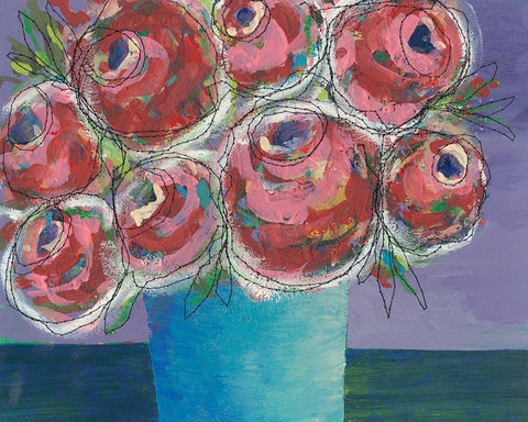 Candy Flowers I White Modern Wood Framed Art Print with Double Matting by Moore, Regina